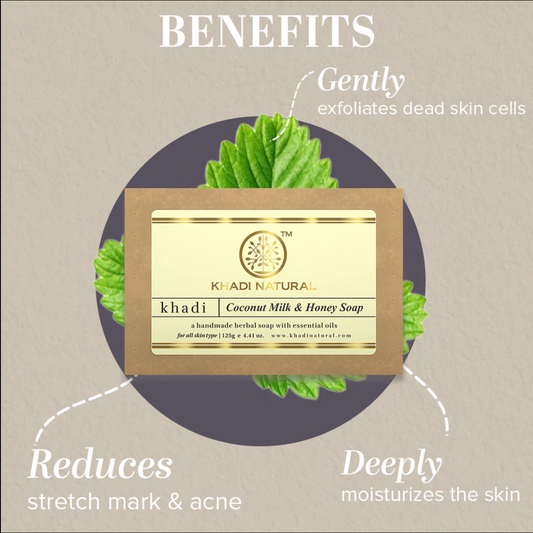 Khadi Natural Coconut Milk & Honey Soap - ayurvedisk fast tvål, 125 g